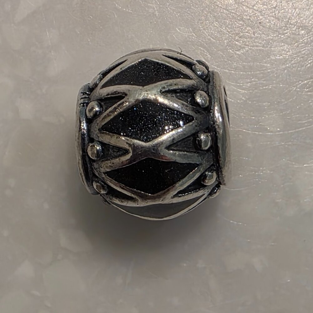 Pandora Sterling Silver & Black Enamel Charm, EUC